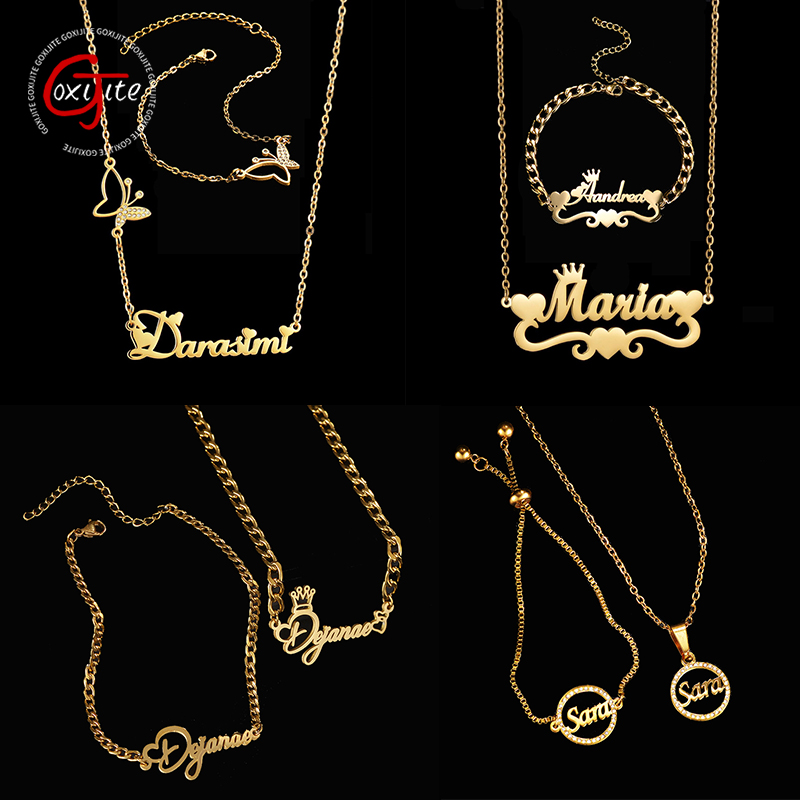Women Accessories Name - Goxijite تخصيص اسم قلادة مجموعة الفولاذ