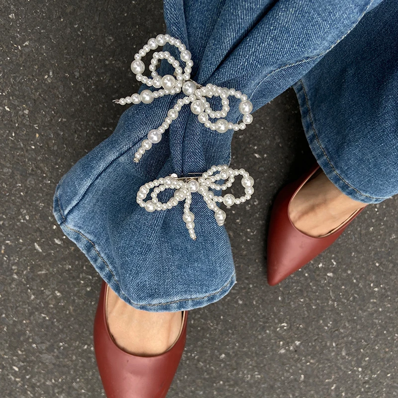 Women'S Jeans Accessories Chain - موضة جديدة تقليد اللؤلؤ القوس دبوس