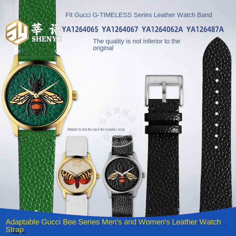 Women'S Accessories Gucci - Shenyu-Burt حزام جلد أخضر مزين بالنحل