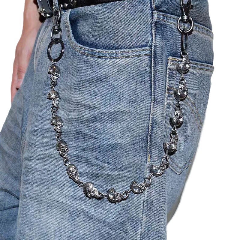 سلسلة مفاتيح على شكل جمجمة، حل - مراجعة Women'S Jeans Accessories Chain وسعره