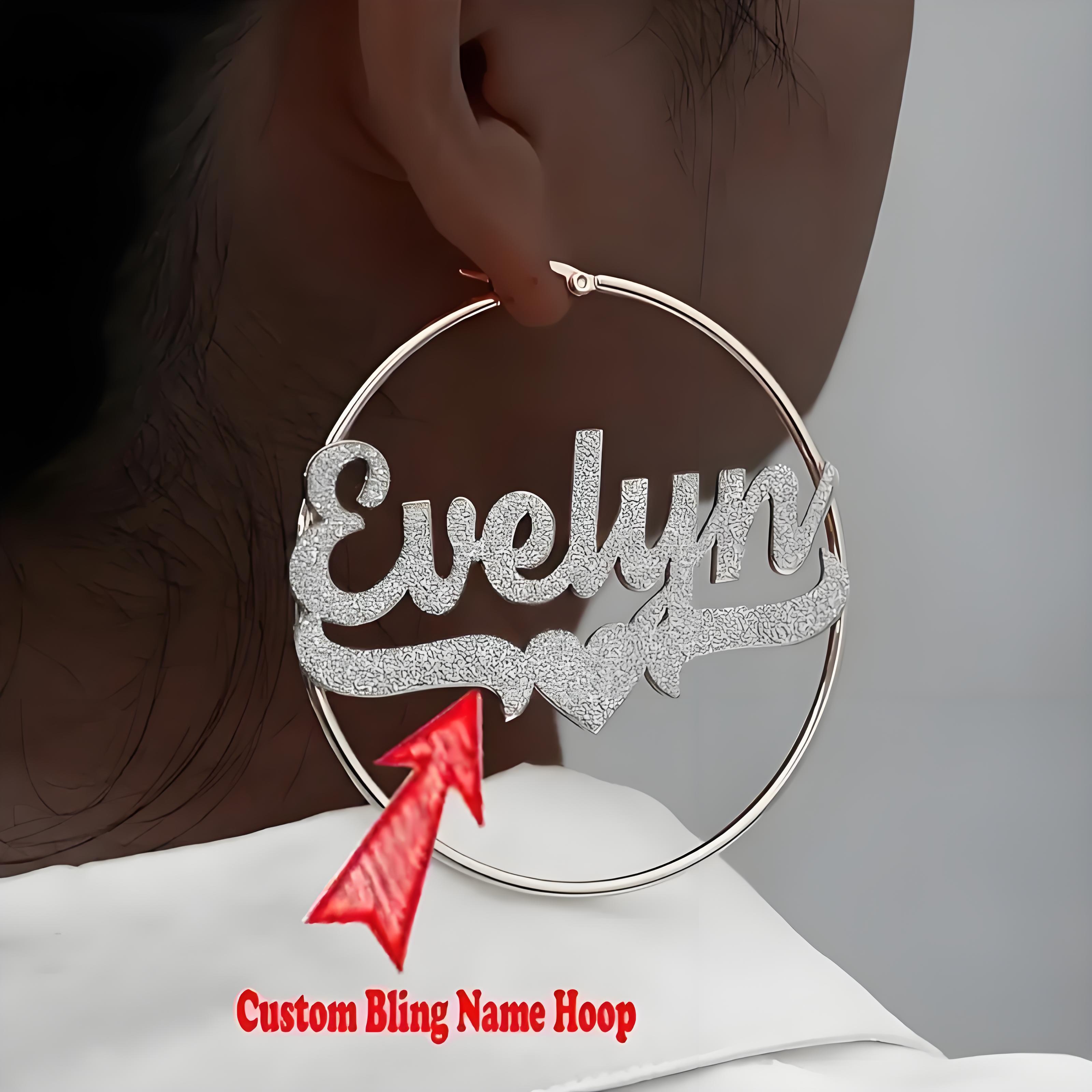 أقراط دائرية ذات اسم رمل مخصص، - مراجعة Women Accessories Name وسعره