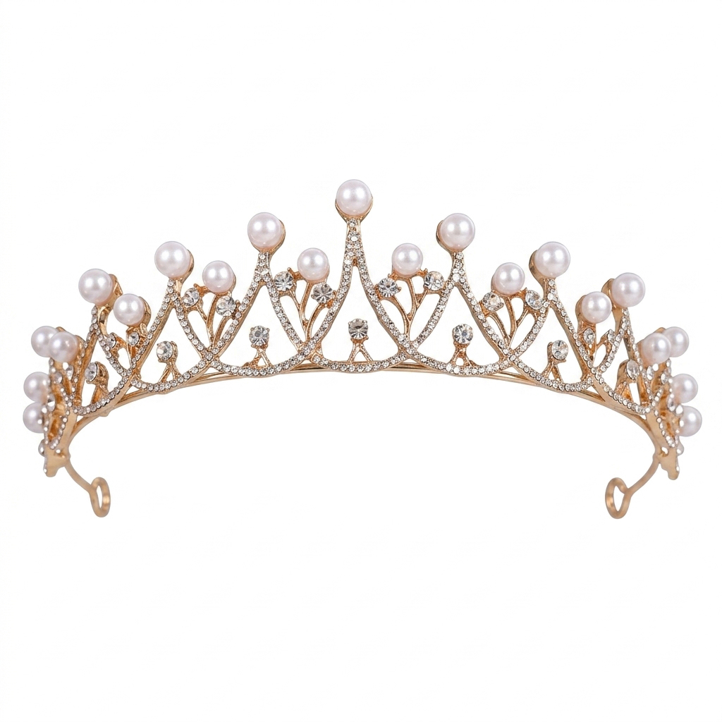 تاج زفاف فاخر مزين باللؤلؤ، إك - مراجعة Women Accessories For Wedding وسعره