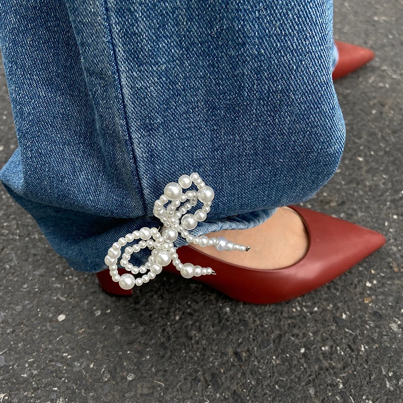 موضة جديدة تقليد اللؤلؤ القوس  - مراجعة Women'S Jeans Accessories Chain وسعره